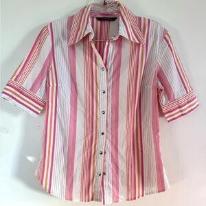 Caroll Stripped Multicolore Short Sleeves Shirt Sz S